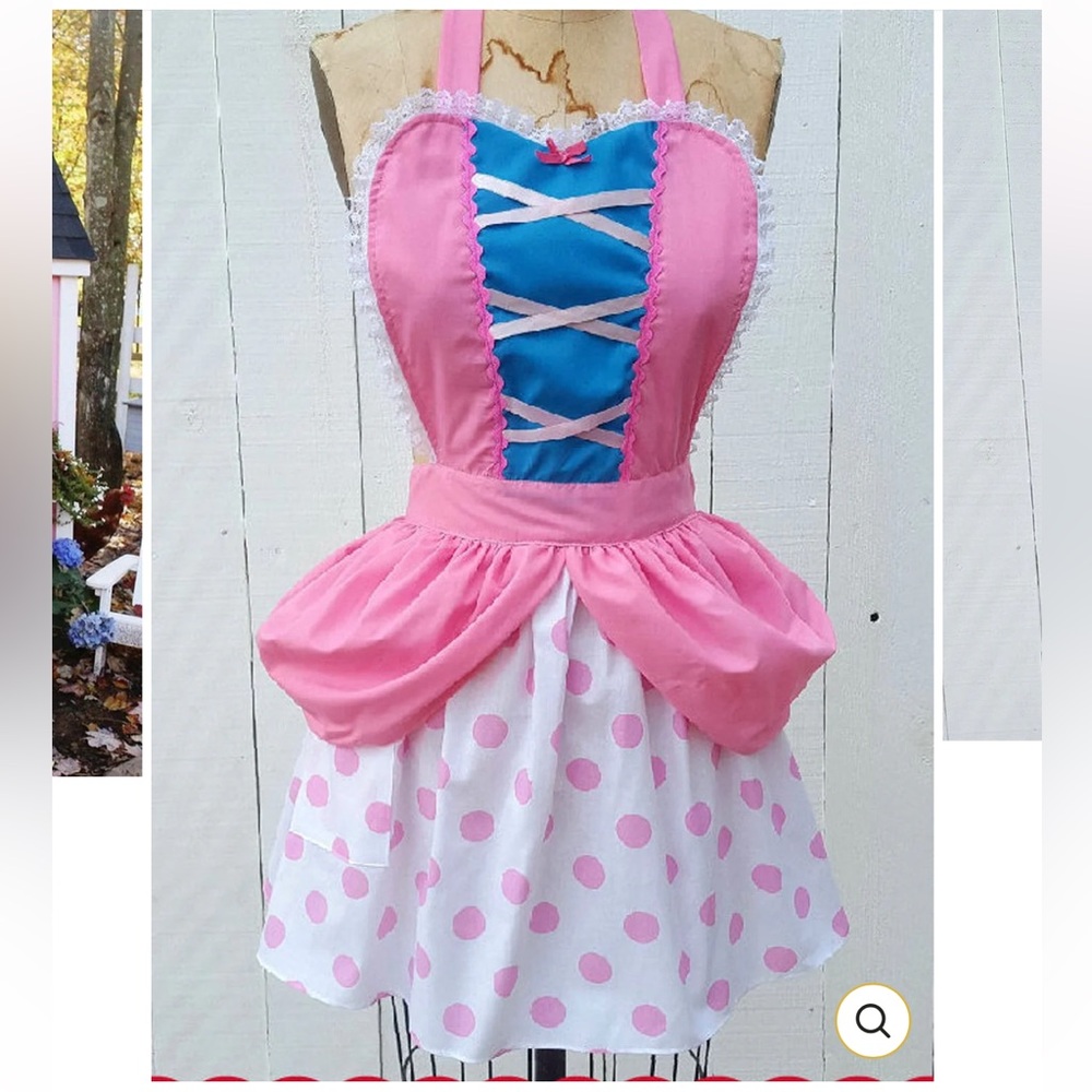 Pink & Blue Halter Mini Dress with Polka Dot Skirt